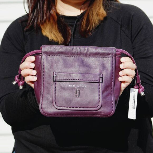 NWT Marc Jacobs Tied Up Leather Drawstring Bag in Violet Purple $395+ - Picture 4 of 12